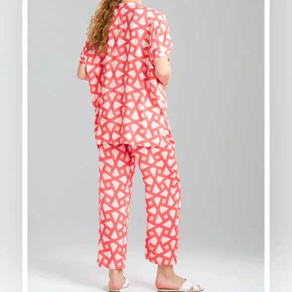 N Natori 2 piece Soho Geo print Challis Pajama Set Size XL - Picture 2 of 13